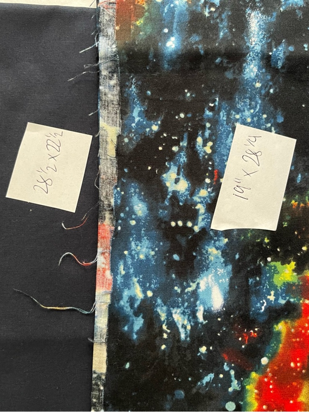 🧵$10 OFF $30✨Galaxy Print & Navy Cotton Fabric Remnants Lot of 2 Quilting Sewing